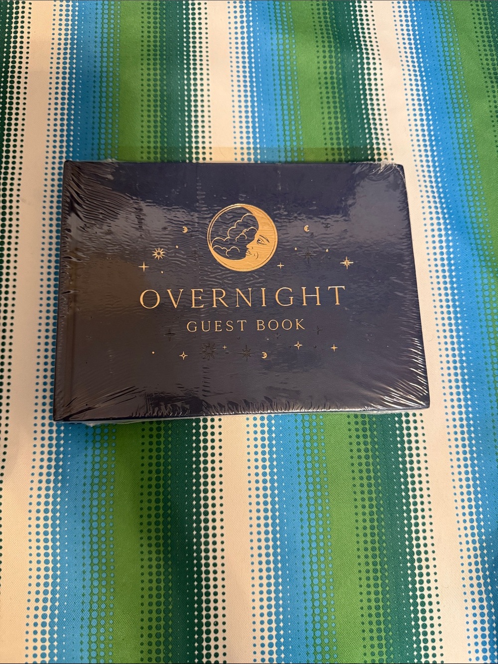 Overnight Guest Book - Navy and Gold Hardcover